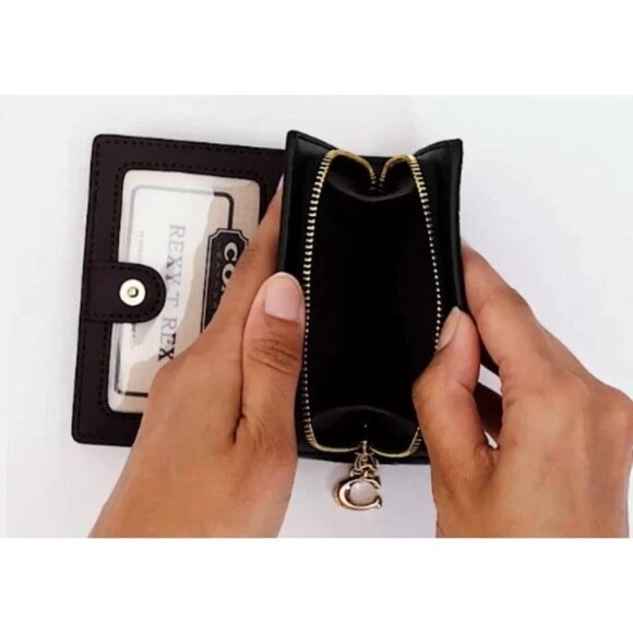 Coach Women's Dark Denim Signature Coated Canvas Snap Wallet NWT ❤️ - Picture 4 of 6